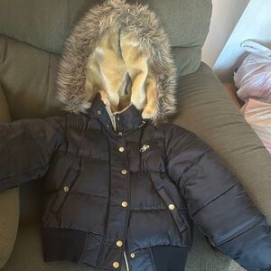 South Pole Black Puffer Jacket with Faux Fur Hood